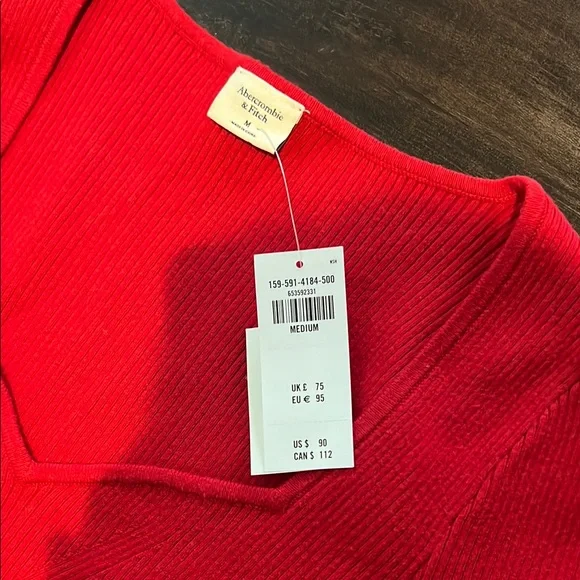 Abercrombie & Fitch Red Long Sleeve Bodycon Dress - Picture 2 of 3